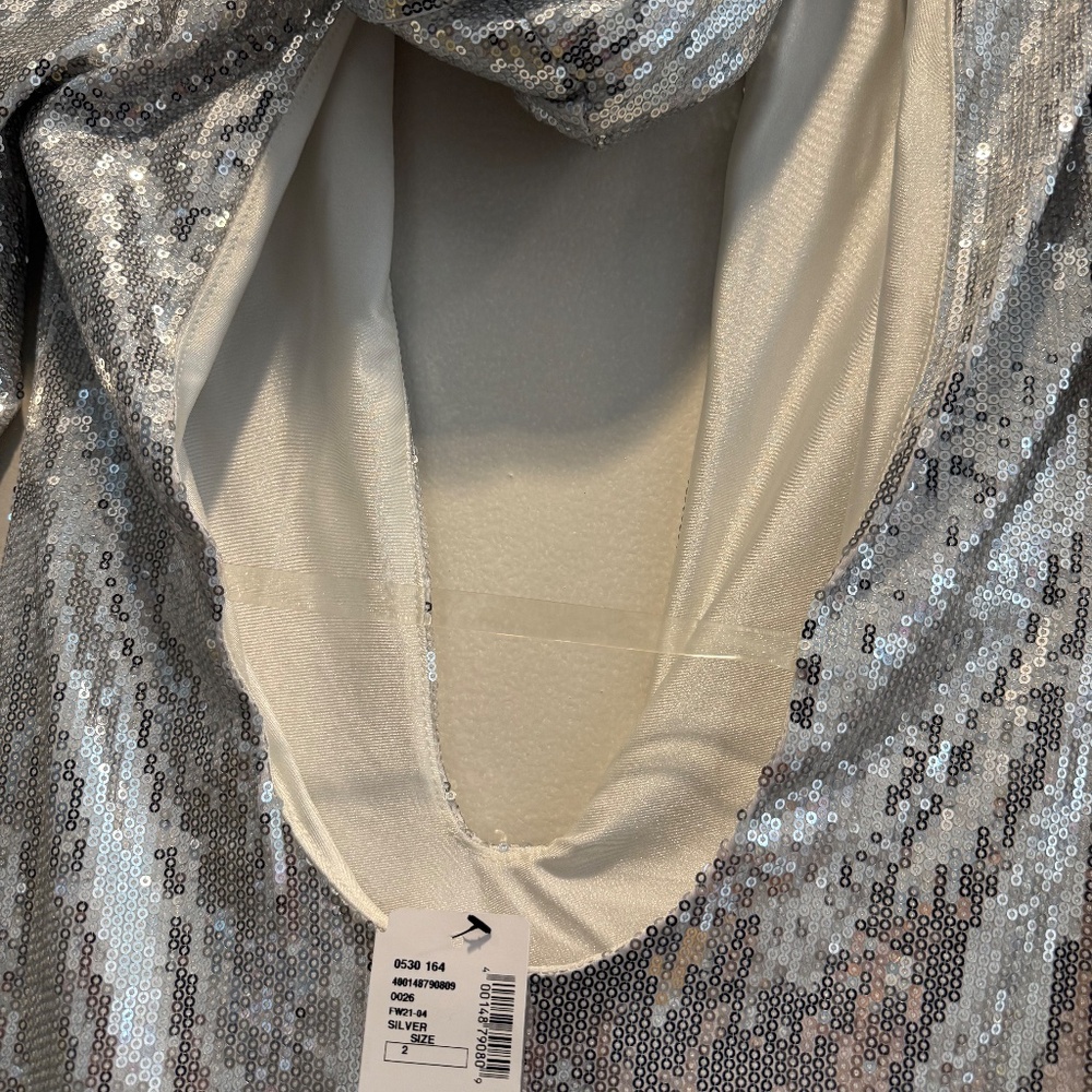 Christian Cowan Silver Sequin Hoodie Mini Dress – Size 2 (NWT) - Picture 8 of 13